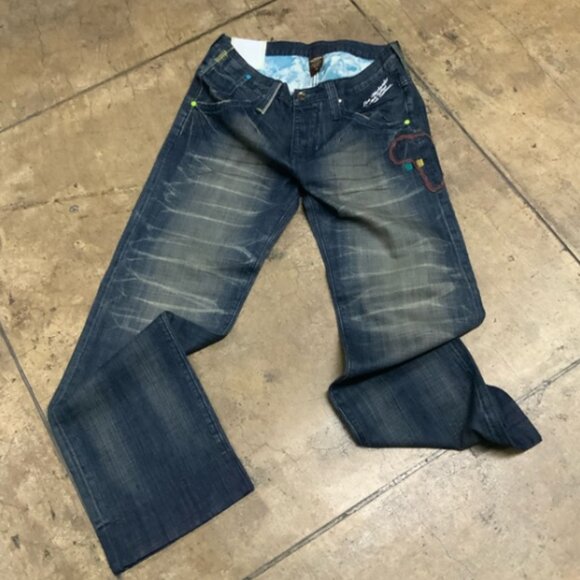 Men's Live Mechanics Dk Blue Dirty Vintage Denim Pants